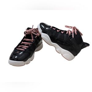 Nike Air Jordan 6 Rings Black Rust Pink Retro Sneakers Girls Size 13.5C